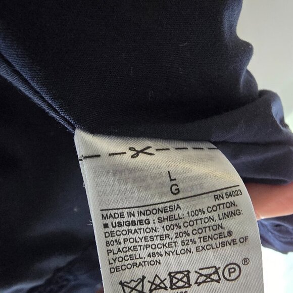 Gap Navy Floral Eyelet Utility lined Navy Jacket Drawstring Waist sz L - Picture 11 of 14